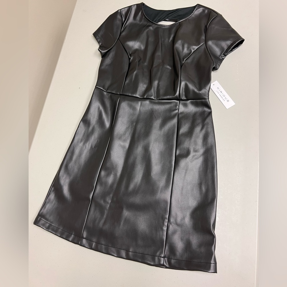 Kirious Leather Dress Sleeveless Black Size L  Zip Up Nwt 322